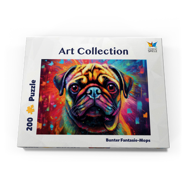 Darstellung des Puzzle Motivs Bunter Fantasie-Mops 200 Puzzle Schachtel Ansicht3