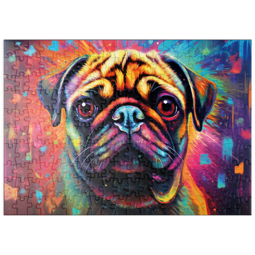 Darstellung des Puzzle Motivs puzzleplate Bunter Fantasie-Mops 200 Puzzle