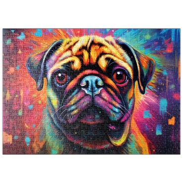 Darstellung des Puzzle Motivs puzzleplate Bunter Fantasie-Mops 500 Puzzle