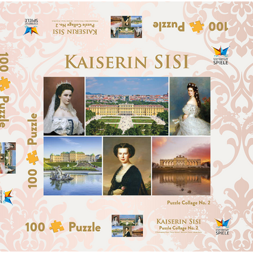 Darstellung des Puzzle Motivs Kaiserin Elisabeth - Sisi - Collage Nr.2 - Wien 100 Puzzle Schachtel 3D Modell