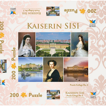 Darstellung des Puzzle Motivs Kaiserin Elisabeth - Sisi - Collage Nr.2 - Wien 200 Puzzle Schachtel 3D Modell