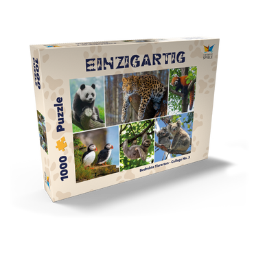 Darstellung des Puzzle Motivs Einzigartig - Bedrohte Tierarten - Collage No. 3 1000 Puzzle Schachtel Ansicht2