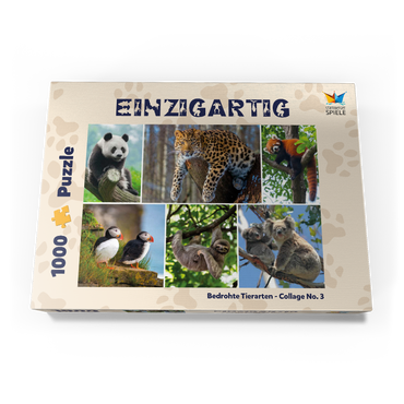 Darstellung des Puzzle Motivs Einzigartig - Bedrohte Tierarten - Collage No. 3 1000 Puzzle Schachtel Ansicht3