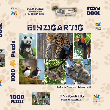 Darstellung des Puzzle Motivs Einzigartig - Bedrohte Tierarten - Collage No. 3 1000 Puzzle Schachtel 3D Modell