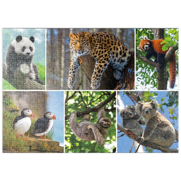 Darstellung des Puzzle Motivs puzzleplate Einzigartig - Bedrohte Tierarten - Collage No. 3 500 Puzzle