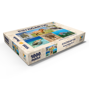 Darstellung des Puzzle Motivs Einzigartig - Bedrohte Tierarten - Collage No. 4 1000 Puzzle Schachtel Ansicht1