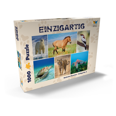 Darstellung des Puzzle Motivs Einzigartig - Bedrohte Tierarten - Collage No. 4 1000 Puzzle Schachtel Ansicht2