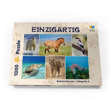Darstellung des Puzzle Motivs Einzigartig - Bedrohte Tierarten - Collage No. 4 1000 Puzzle Schachtel Ansicht3