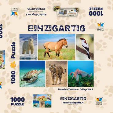 Darstellung des Puzzle Motivs Einzigartig - Bedrohte Tierarten - Collage No. 4 1000 Puzzle Schachtel 3D Modell