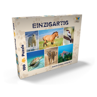 Darstellung des Puzzle Motivs Einzigartig - Bedrohte Tierarten - Collage No. 4 100 Puzzle Schachtel Ansicht2