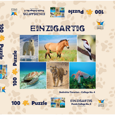 Darstellung des Puzzle Motivs Einzigartig - Bedrohte Tierarten - Collage No. 4 100 Puzzle Schachtel 3D Modell