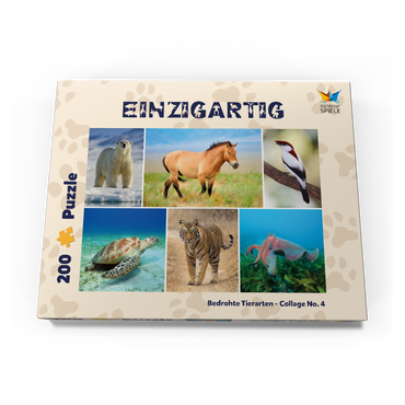 Darstellung des Puzzle Motivs Einzigartig - Bedrohte Tierarten - Collage No. 4 200 Puzzle Schachtel Ansicht3