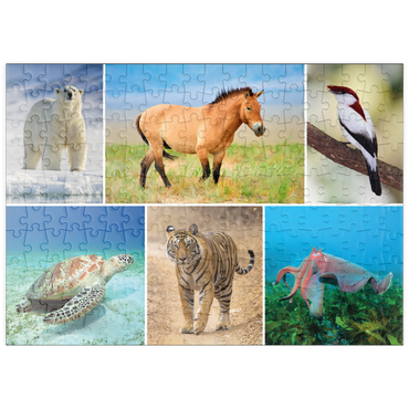 Darstellung des Puzzle Motivs puzzleplate Einzigartig - Bedrohte Tierarten - Collage No. 4 200 Puzzle