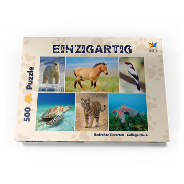 Darstellung des Puzzle Motivs Einzigartig - Bedrohte Tierarten - Collage No. 4 500 Puzzle Schachtel Ansicht3