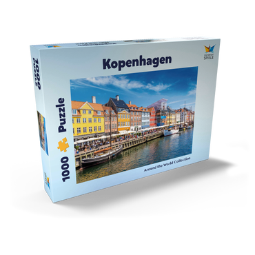 Darstellung des Puzzle Motivs Nyhavn in Kopenhagen, Dänemark 1000 Puzzle Schachtel Ansicht2