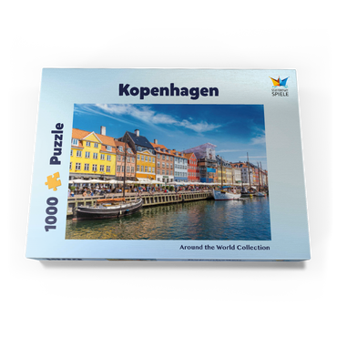 Darstellung des Puzzle Motivs Nyhavn in Kopenhagen, Dänemark 1000 Puzzle Schachtel Ansicht3