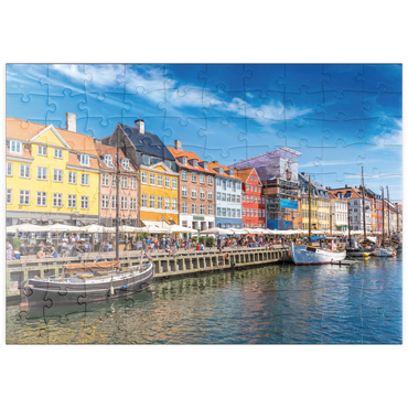 Darstellung des Puzzle Motivs puzzleplate Nyhavn in Kopenhagen, Dänemark 100 Puzzle