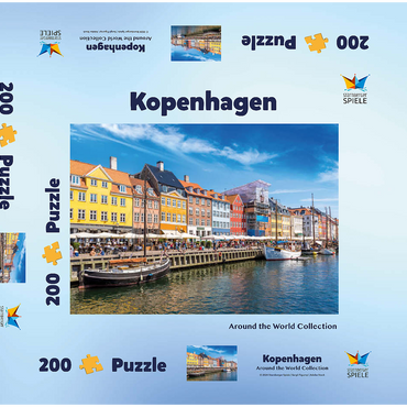 Darstellung des Puzzle Motivs Nyhavn in Kopenhagen, Dänemark 200 Puzzle Schachtel 3D Modell