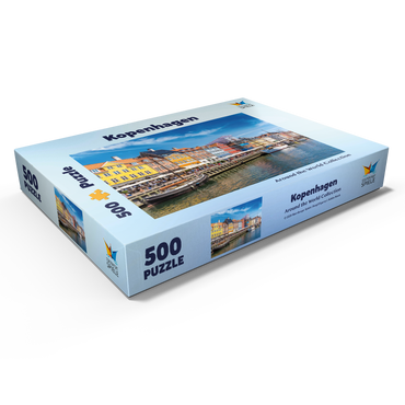 Darstellung des Puzzle Motivs Nyhavn in Kopenhagen, Dänemark 500 Puzzle Schachtel Ansicht1