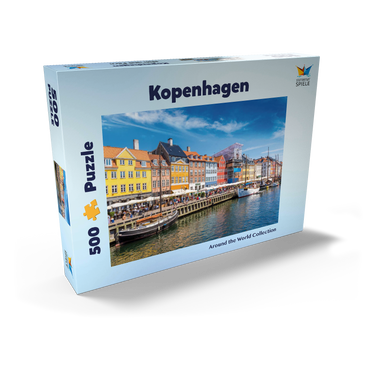 Darstellung des Puzzle Motivs Nyhavn in Kopenhagen, Dänemark 500 Puzzle Schachtel Ansicht2