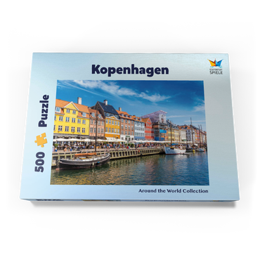 Darstellung des Puzzle Motivs Nyhavn in Kopenhagen, Dänemark 500 Puzzle Schachtel Ansicht3