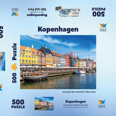 Darstellung des Puzzle Motivs Nyhavn in Kopenhagen, Dänemark 500 Puzzle Schachtel 3D Modell