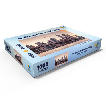 Darstellung des Puzzle Motivs Skyline von New York City im Sonnenuntergang, USA 1000 Puzzle Schachtel Ansicht1