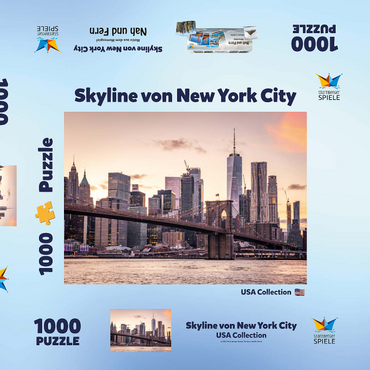 Darstellung des Puzzle Motivs Skyline von New York City im Sonnenuntergang, USA 1000 Puzzle Schachtel 3D Modell