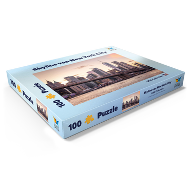 Darstellung des Puzzle Motivs Skyline von New York City im Sonnenuntergang, USA 100 Puzzle Schachtel Ansicht1
