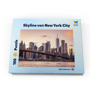 Darstellung des Puzzle Motivs Skyline von New York City im Sonnenuntergang, USA 200 Puzzle Schachtel Ansicht3