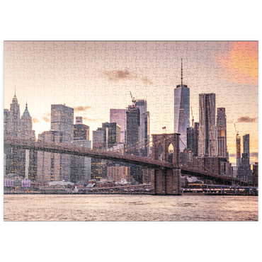 Darstellung des Puzzle Motivs puzzleplate Skyline von New York City im Sonnenuntergang, USA 500 Puzzle
