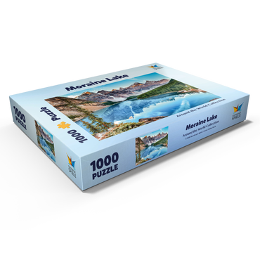 Darstellung des Puzzle Motivs Moraine Lake - Panorama im Banff National Park, Alberta, Kanada 1000 Puzzle Schachtel Ansicht1