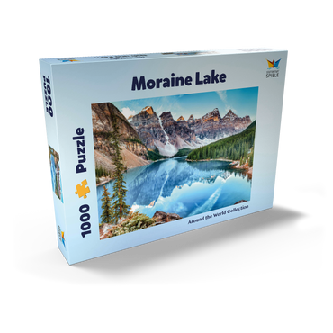 Darstellung des Puzzle Motivs Moraine Lake - Panorama im Banff National Park, Alberta, Kanada 1000 Puzzle Schachtel Ansicht2