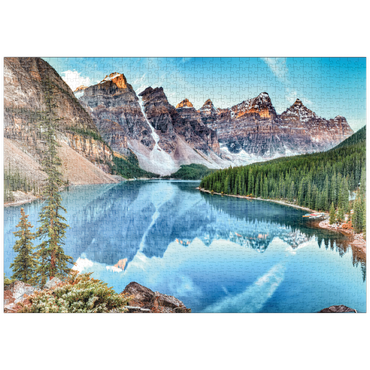 Darstellung des Puzzle Motivs puzzleplate Moraine Lake - Panorama im Banff National Park, Alberta, Kanada 1000 Puzzle