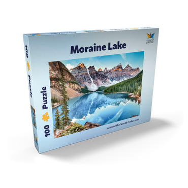 Darstellung des Puzzle Motivs Moraine Lake - Panorama im Banff National Park, Alberta, Kanada 100 Puzzle Schachtel Ansicht2
