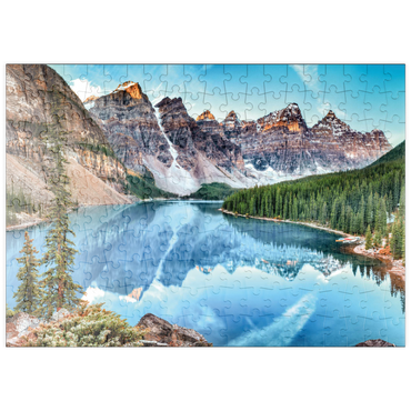 Darstellung des Puzzle Motivs puzzleplate Moraine Lake - Panorama im Banff National Park, Alberta, Kanada 200 Puzzle