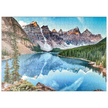 Darstellung des Puzzle Motivs puzzleplate Moraine Lake - Panorama im Banff National Park, Alberta, Kanada 500 Puzzle