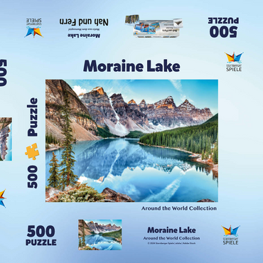 Darstellung des Puzzle Motivs Moraine Lake - Panorama im Banff National Park, Alberta, Kanada 500 Puzzle Schachtel 3D Modell