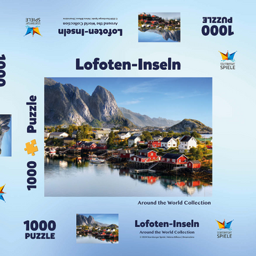 Darstellung des Puzzle Motivs Lofoten Inseln in Norwegen 1000 Puzzle Schachtel 3D Modell