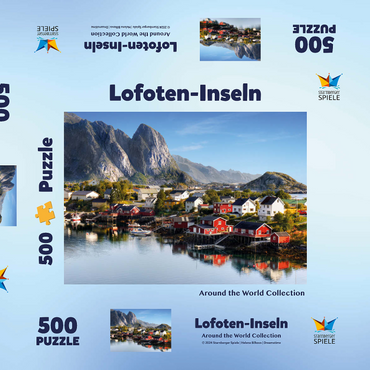 Darstellung des Puzzle Motivs Lofoten Inseln in Norwegen 500 Puzzle Schachtel 3D Modell
