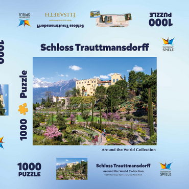 Darstellung des Puzzle Motivs Schloss Trauttmansdorff in Meran, Südtirol, Italien 1000 Puzzle Schachtel 3D Modell