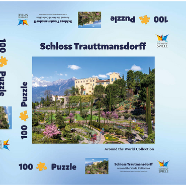 Darstellung des Puzzle Motivs Schloss Trauttmansdorff in Meran, Südtirol, Italien 100 Puzzle Schachtel 3D Modell