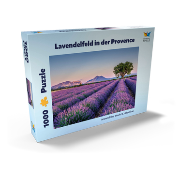 Darstellung des Puzzle Motivs Lavendelfeld in der Provence, Frankreich 1000 Puzzle Schachtel Ansicht2