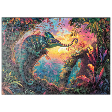 Darstellung des Puzzle Motivs puzzleplate Das elefantastische Chamäleon - Fantasie-Tier im farbenprächtigen Dschungel 500 Puzzle