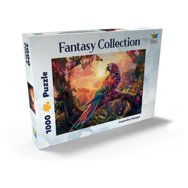 Darstellung des Puzzle Motivs Leoparden-Papagei - Fantasie-Tier im farbenprächtigen Dschungel 1000 Puzzle Schachtel Ansicht2