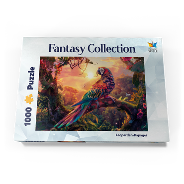 Darstellung des Puzzle Motivs Leoparden-Papagei - Fantasie-Tier im farbenprächtigen Dschungel 1000 Puzzle Schachtel Ansicht3