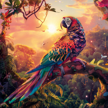 Darstellung des Puzzle Motivs Leoparden-Papagei - Fantasie-Tier im farbenprächtigen Dschungel 200 Puzzle 3D Modell