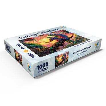 Darstellung des Puzzle Motivs Der elefantastische Papagei - Fantasie-Tier im farbenprächtigen Dschungel 1000 Puzzle Schachtel Ansicht1