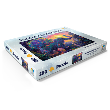 Darstellung des Puzzle Motivs Der elefantastische Pfau - Fantasie-Tier im farbenprächtigen Dschungel 200 Puzzle Schachtel Ansicht1