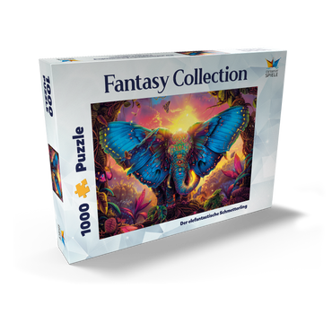 Darstellung des Puzzle Motivs Der elefantastische Schmetterling - Fantasie-Tier im farbenprächtigen Dschungel 1000 Puzzle Schachtel Ansicht2